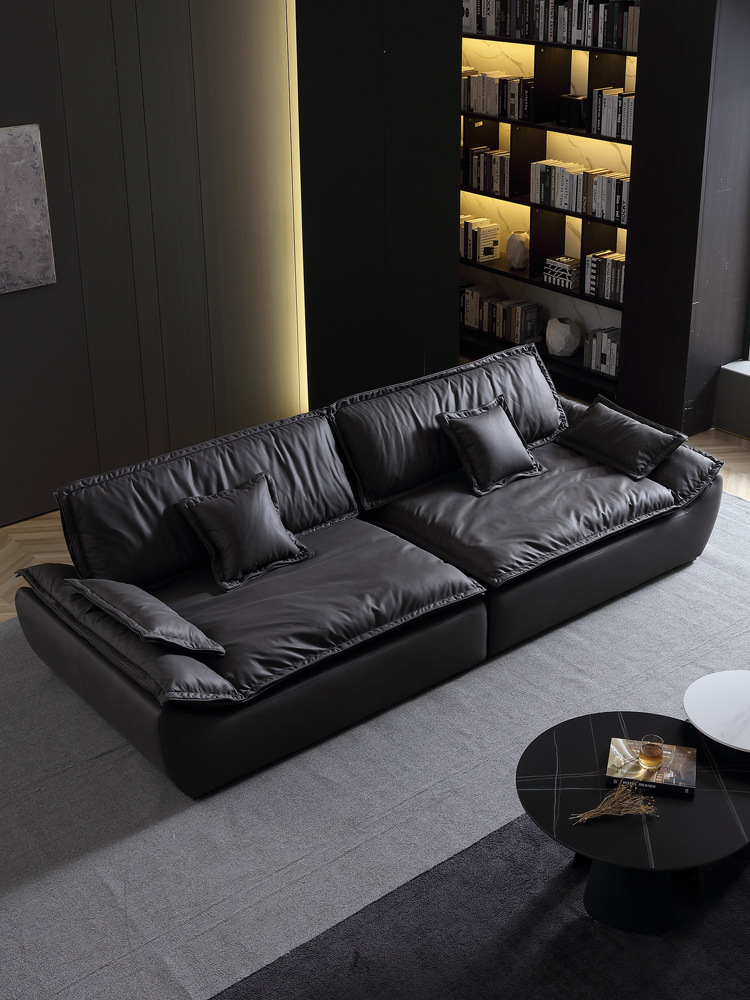 意式极简科技布沙发客厅现代轻奢慵懒风超深坐宽免洗布艺帆船沙发