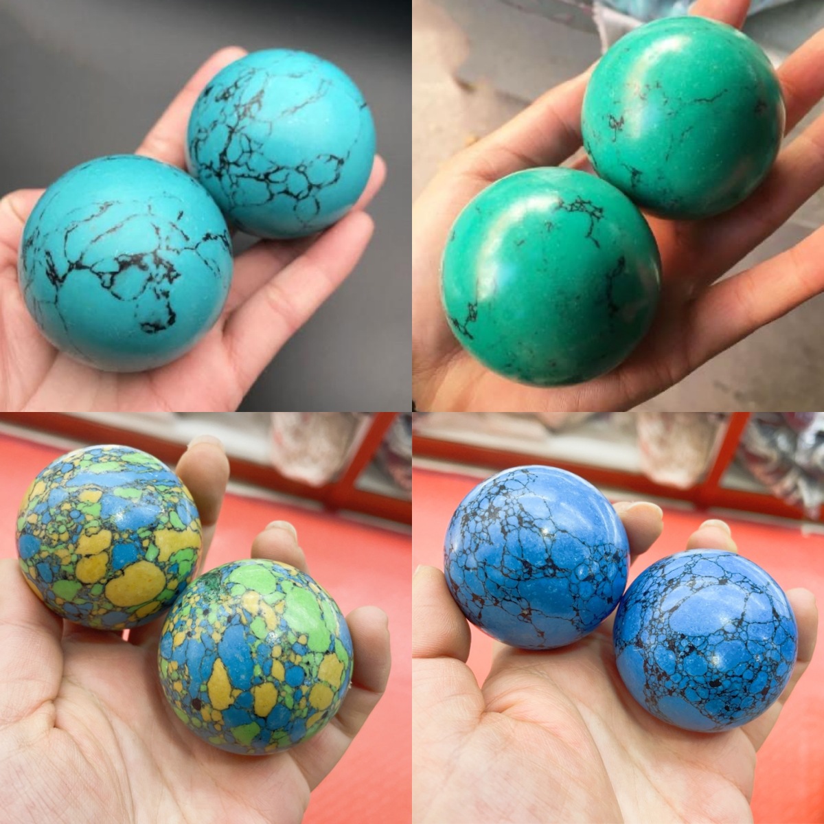 绿松石手球批发 玉石健身球手球经络器材玉石手球 50mm健身球促销