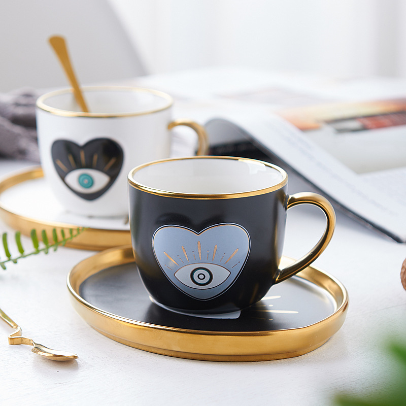 Mug Good-looking with Spoon Creative Cup Love Heart Ceramic Cup Office Household Drinking Cups Couple Coffee Mug