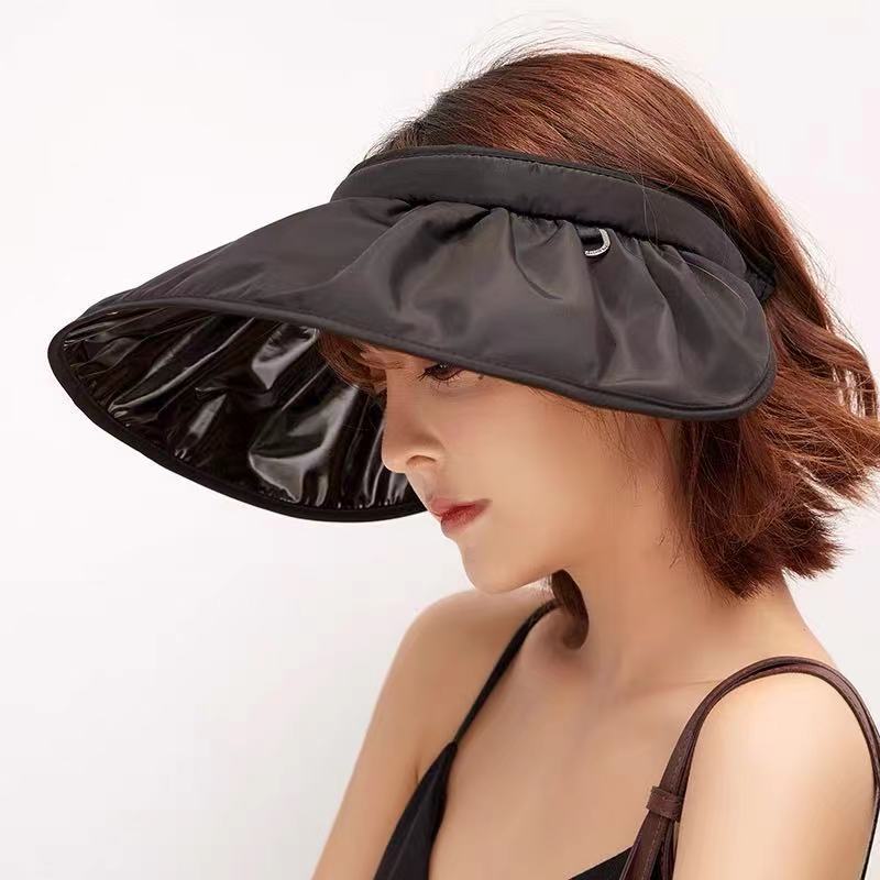 Vinyl Shell-like Bonnet Female Korean Style Sun Hat UV Protection Crownless Sun Hat Barrettes Dual-Use Outdoor Sun Hat
