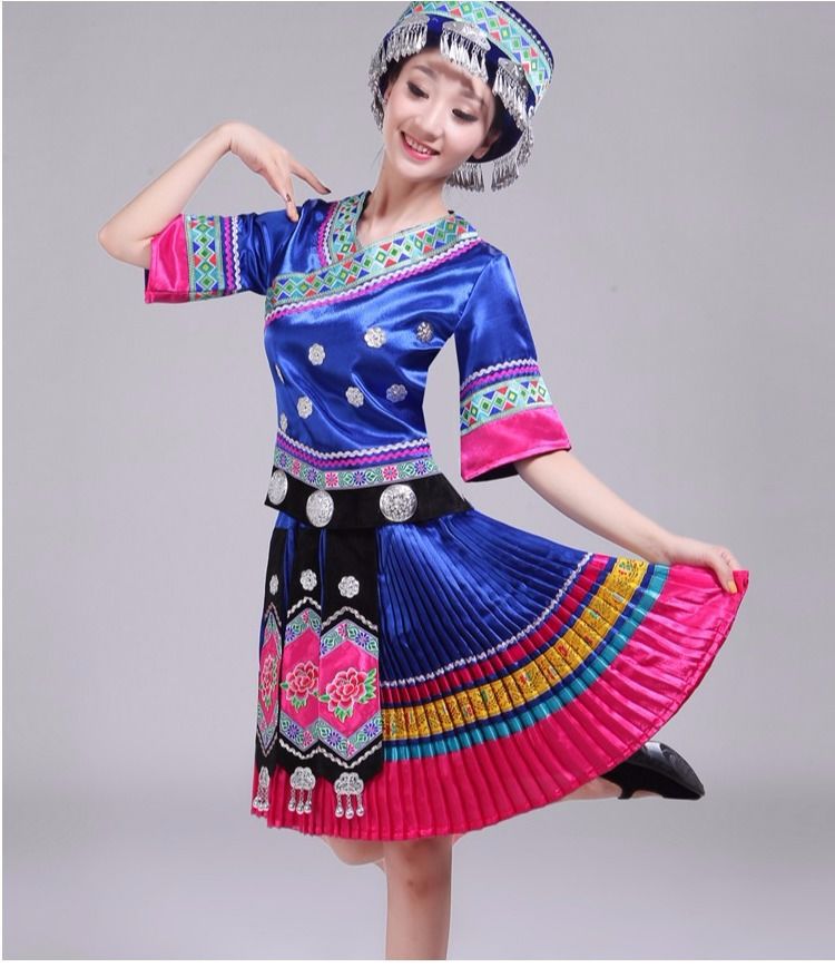 苗族服装女云南少数民族演出服成人表演服饰民族风舞蹈裙短裙套装