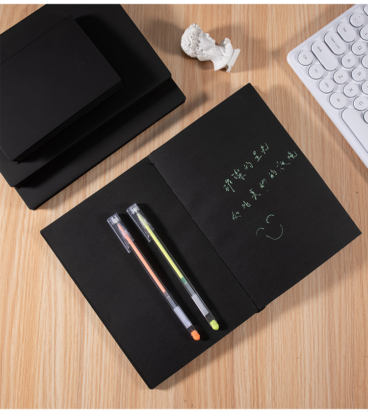 创意记事本手绘空白黑卡纸笔记本相册diy手账本黑色内页涂鸦加厚