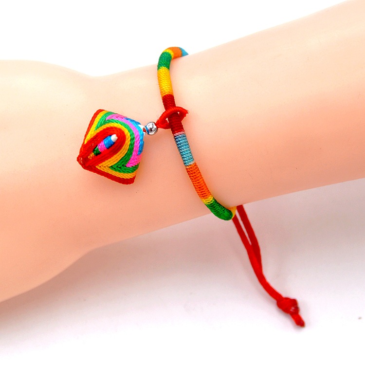 Woven Red Rope Dragon Boat Festival Colorful Rope Bracelet Wholesale Stall Carrying Strap Children's Treasure Kindergarten Five-Color Line Finished Product