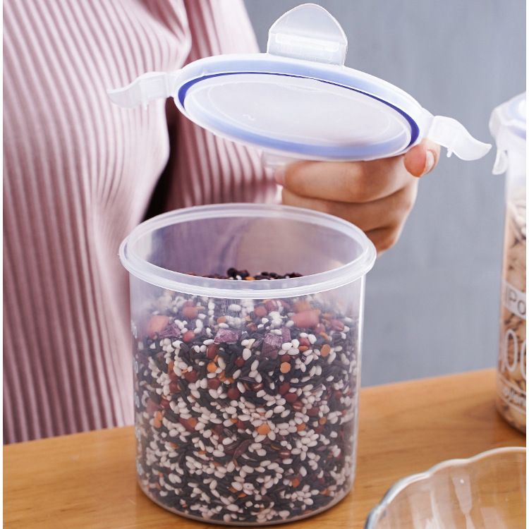 Large Sealed Food Storage Box Storage Cans Transparent Plastic Jar Kitchen Storage Jar Cereals Sealed Cans