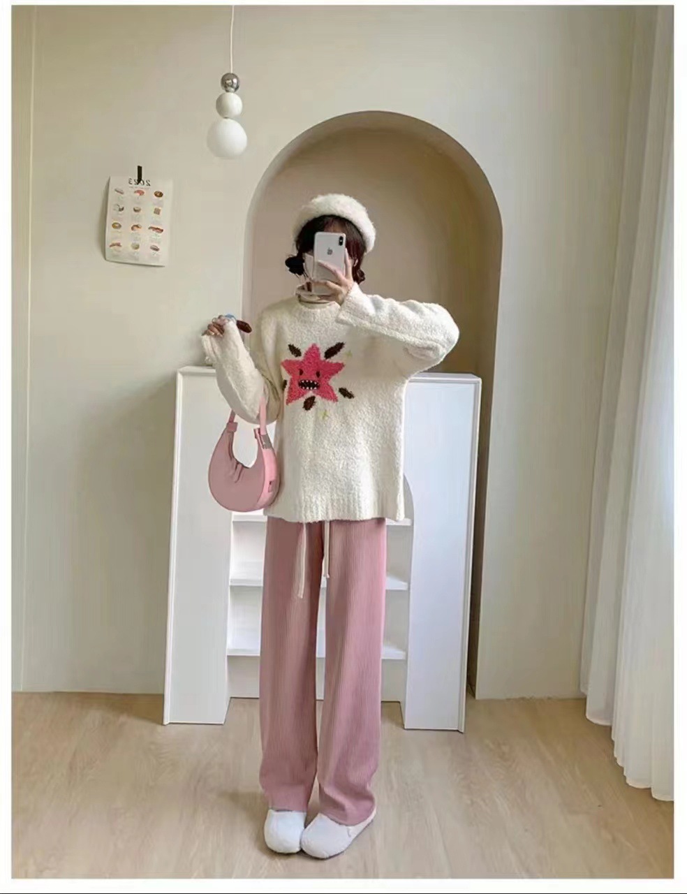 2023 Spring and Summer New Bubble Nougat Pastry Pants Women's High Waist Loose Comfortable Slimming Casual All-Match Wide Leg Pants Hot Sale
