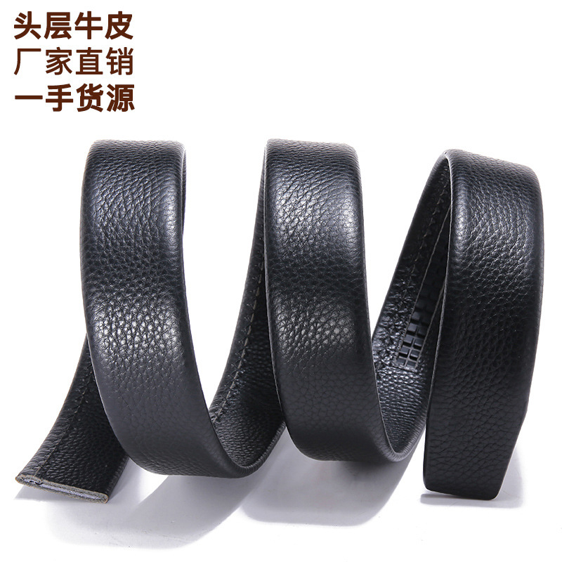 factory wholesale men‘s double-sided first layer leather belt headless pure cowhide comfort click belt leather belt body customization