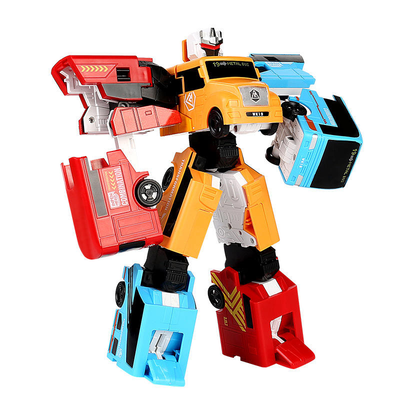 跨境儿童3合1合体变形巴士汽车机器人金刚正版模型男孩百变玩具