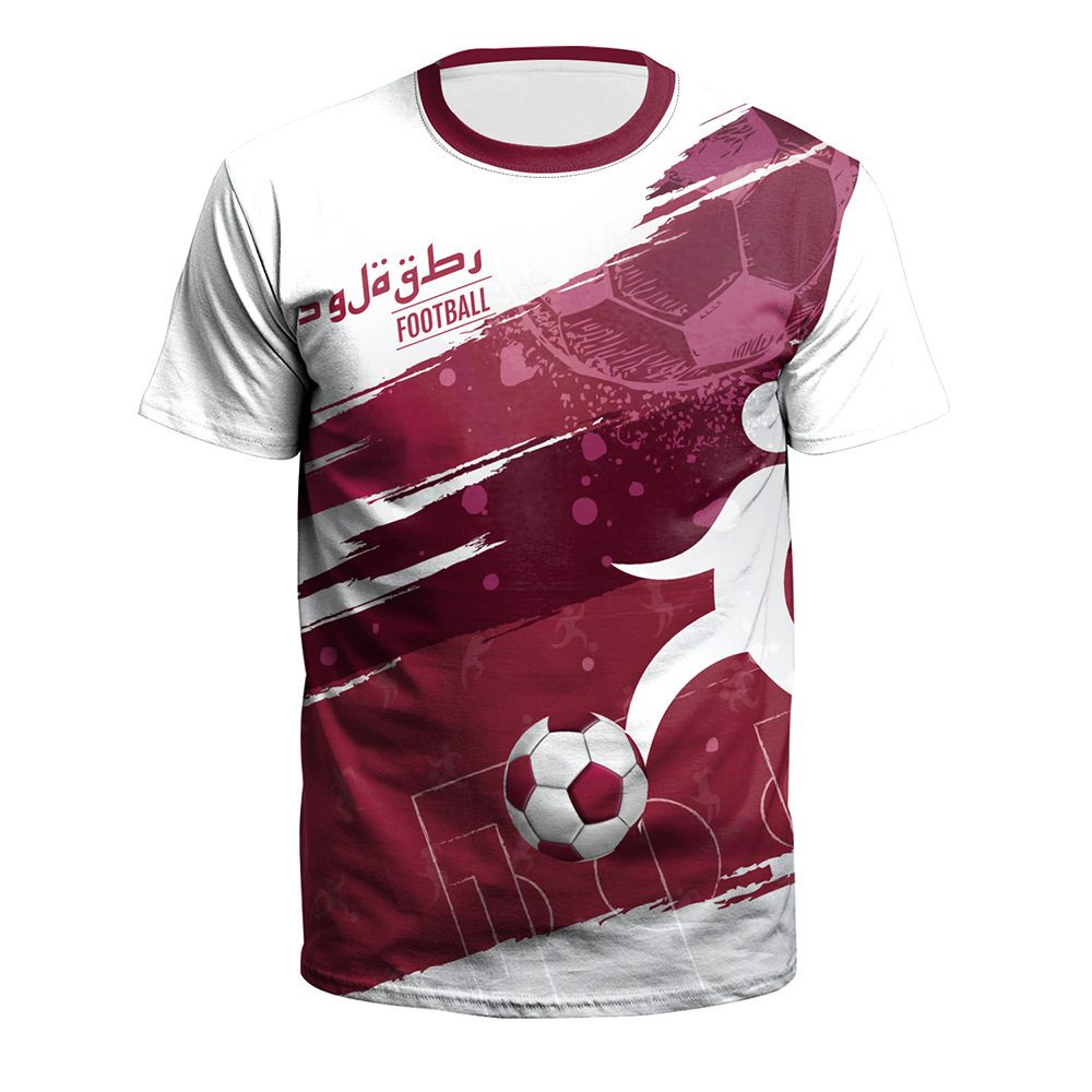 2023 Spring Digital T-shirt Summer New 3D Printing World Cup Soccer Uniform Color Complete Printable Name Log