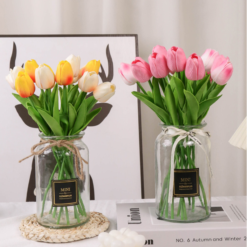 Mini Pu Tulip Simulation Feel Tulip Flower Domestic Ornaments Wedding Photography Props Fake Flower Wholesale