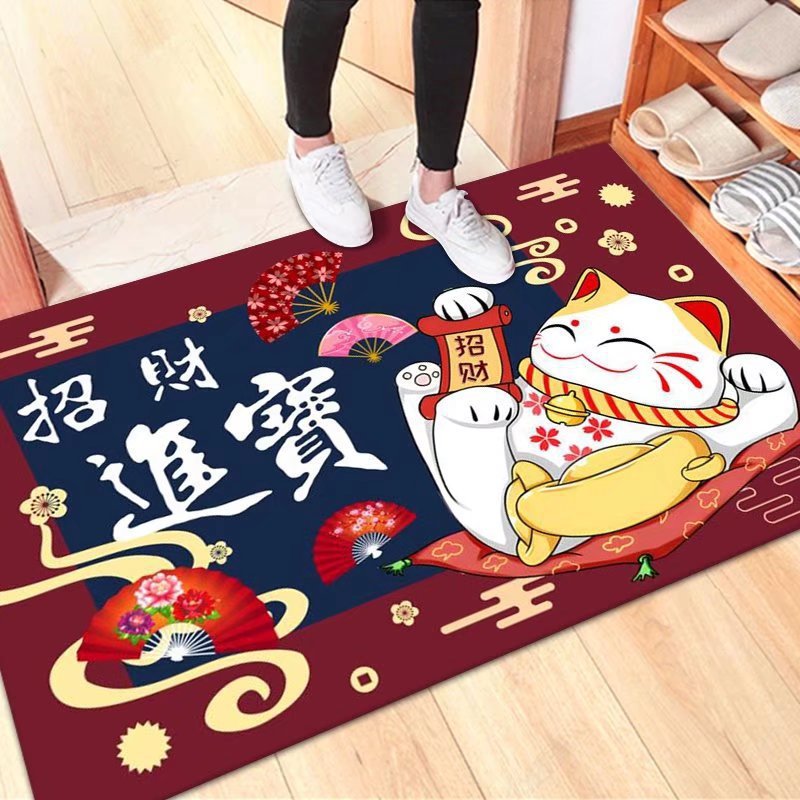 Modern Minimalist Floor Mat Crystal Velvet Foot Mat Door Mat Machine Washable Entrance Home Use Safe Trip Entry Door Carpet