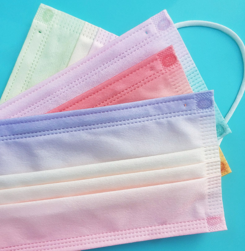 渐变图案彩虹口罩马卡龙定作制做印刷logo防疫冬季女医用外科口罩