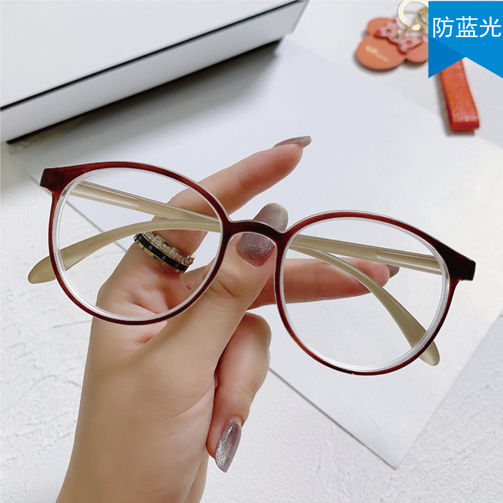 2021小红书八角形眼镜饰品成品近视眼镜框个性多边形防蓝光平光镜