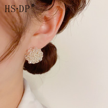 网红轻奢时尚超仙甜美气质花朵水晶耳钉s925银针百搭个性复古耳环