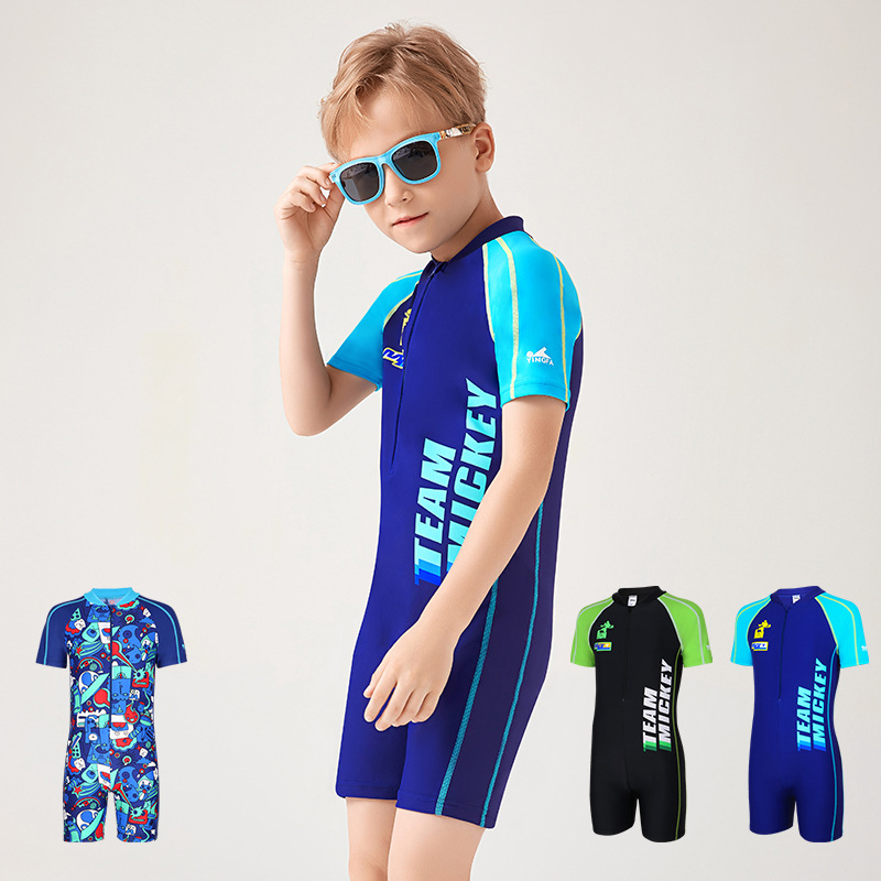 yingfa英发 y0507/d23158儿童短袖连体五分游泳衣 男童中大童泳衣