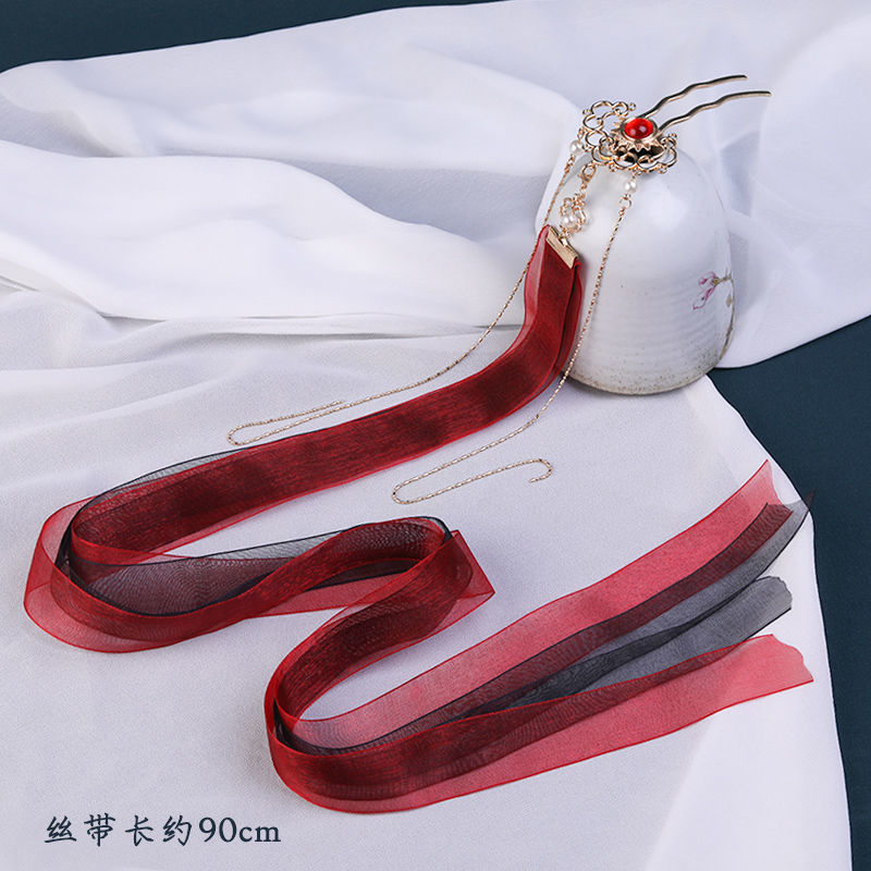 汉服头饰丝带后压头饰发带古苏飘带发钗宋制发饰古装明制配饰