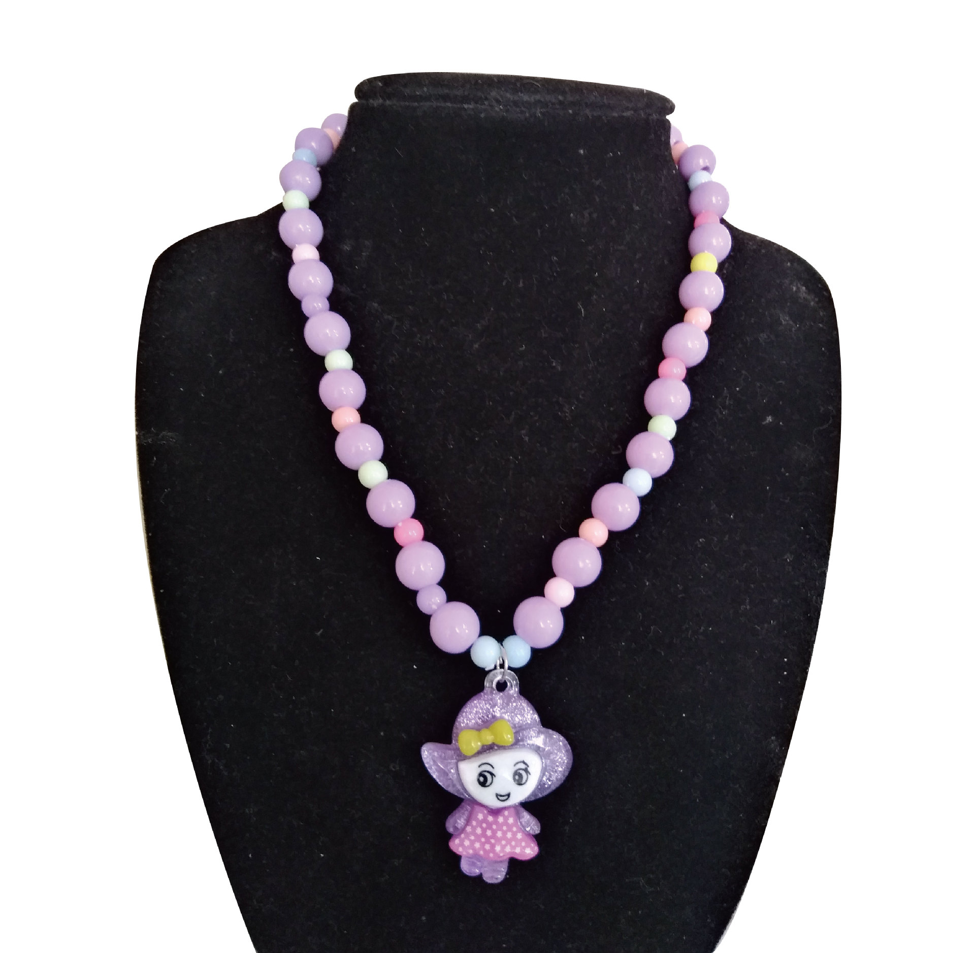 2021新款女生纯串珠混色儿童项链彩色珍珠公主项链源头厂家批发