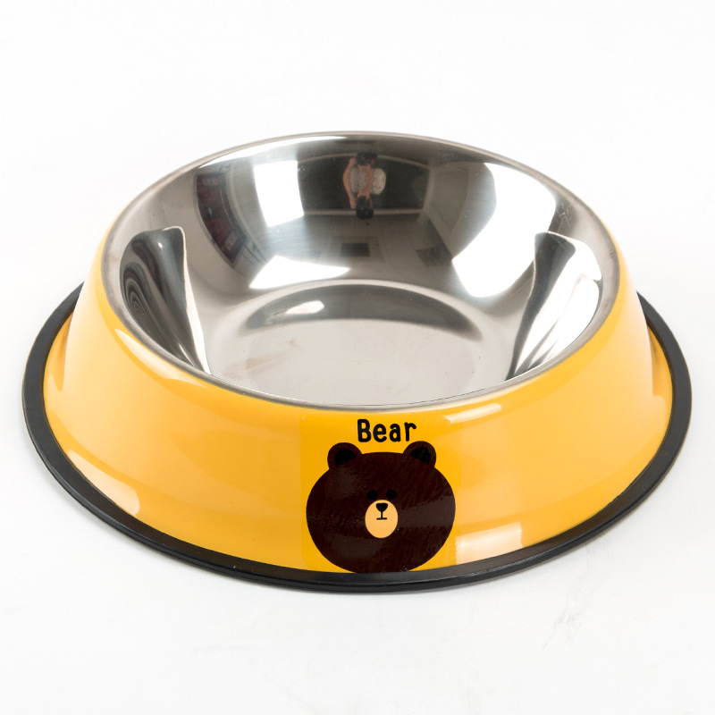 Dog Stainless Steel Printing Single Bowl Dog/Cat Bowl Small and Medium-Sized Dogs Food Basin Cat Rice Basin Drinking Bowl Pet Supplies