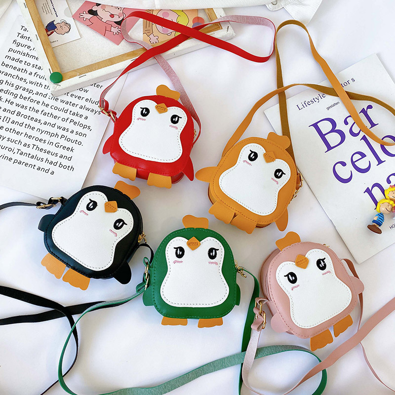 Cute Cartoon Penguin Small Bag Trendy Pu Purse Mini Messenger Bag Korean Style Children's Shoulder Girl Backpack