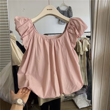 法式小飞袖衬衫女2023夏季新款设计感小众网红露锁骨甜美上衣