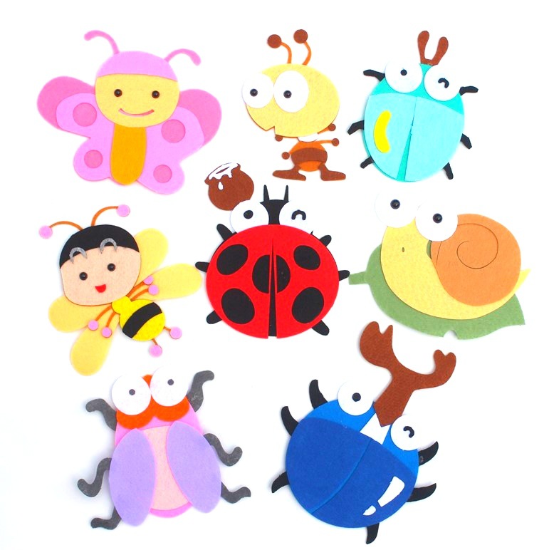 不织布昆虫贴片diy创意儿童手工制作益智粘贴材料无纺布卡通玩偶