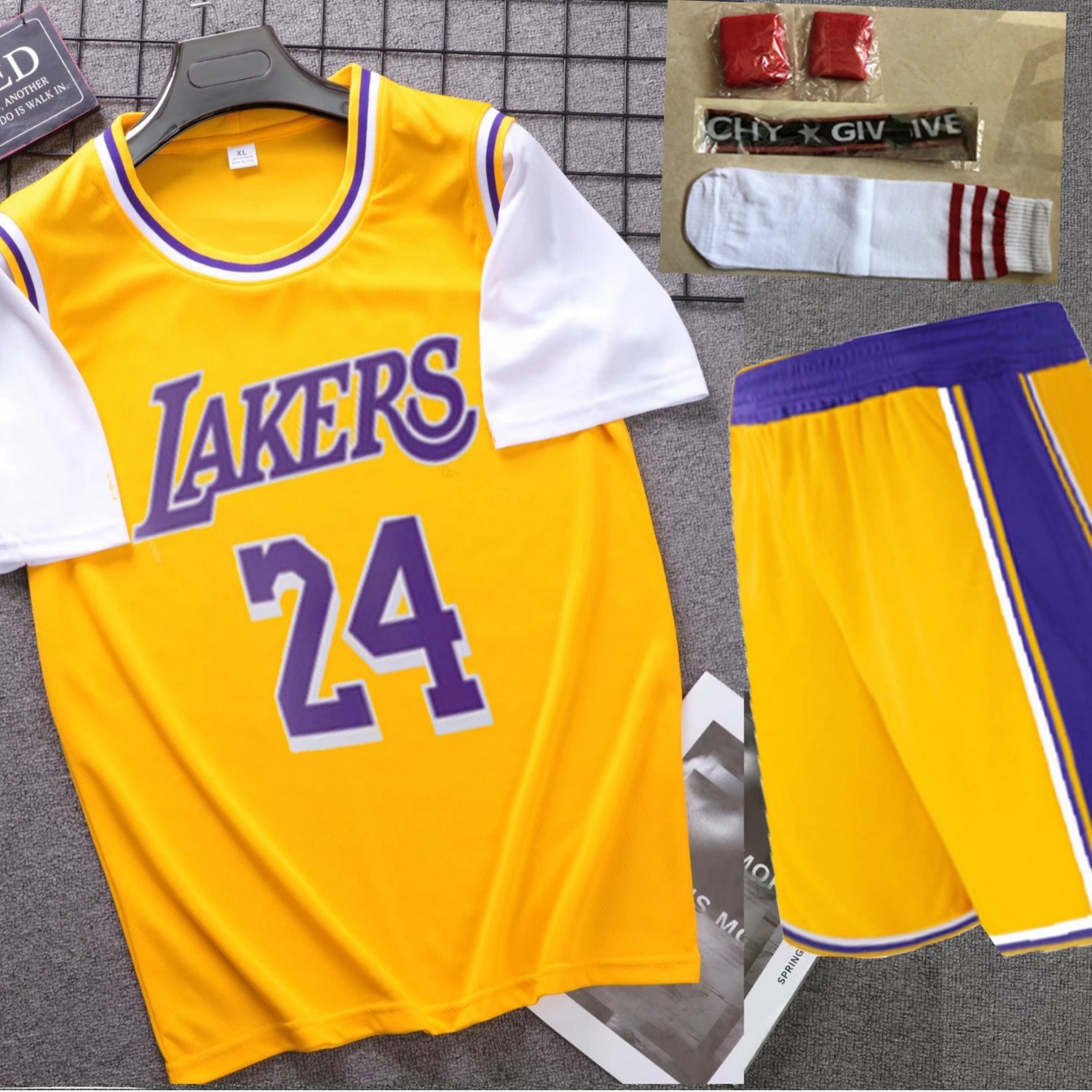假两件套装湖人队23号24号勇s30号牛23号男篮球衣成人侧口袋l-5xl