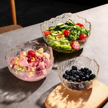 日式金边玻璃碗透明水果盘网红蔬菜沙拉碗家用创意凉菜泡面碗餐具
