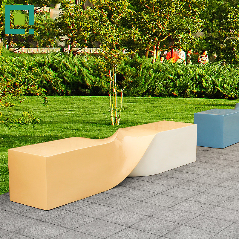 玻璃钢创意麻花造形长条坐凳商场美陈户外公园多人位公共休闲座椅