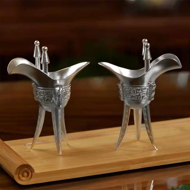 古代酒杯古风纯银999酒樽帝王爵饮用三足杯 复古酒壶家用酒具套装