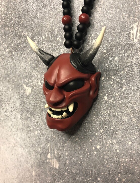 跨境独立站车载挂件项链武士刺客恶魔鬼面具饰品