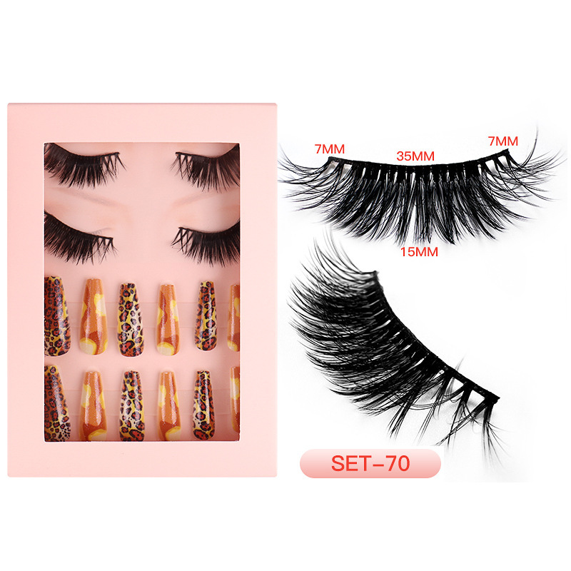 New Product Nail Beauty Eyelashes Exquisite Gift Set Thick Fried Hair Warped Stage Makeup Mink False Eyelashes