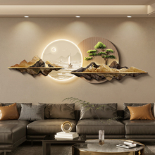 山水画沙发背景墙挂画高级中式客厅装饰画新茶室迎客松壁画布置感