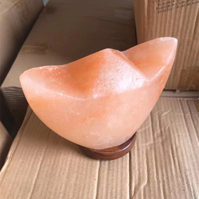 喜马拉雅水晶盐石灯雕刻盐灯元宝造型台灯夜灯客厅卧室装饰摆件
