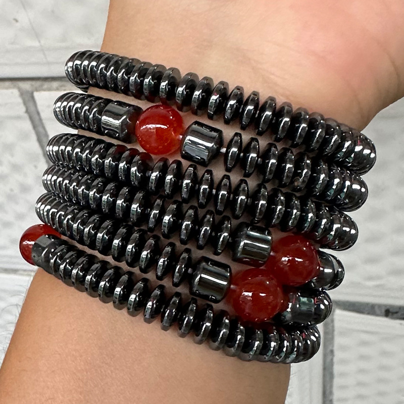 太赫兹手串 黑胆石加红玛瑙手链 直播货源-阿里巴巴