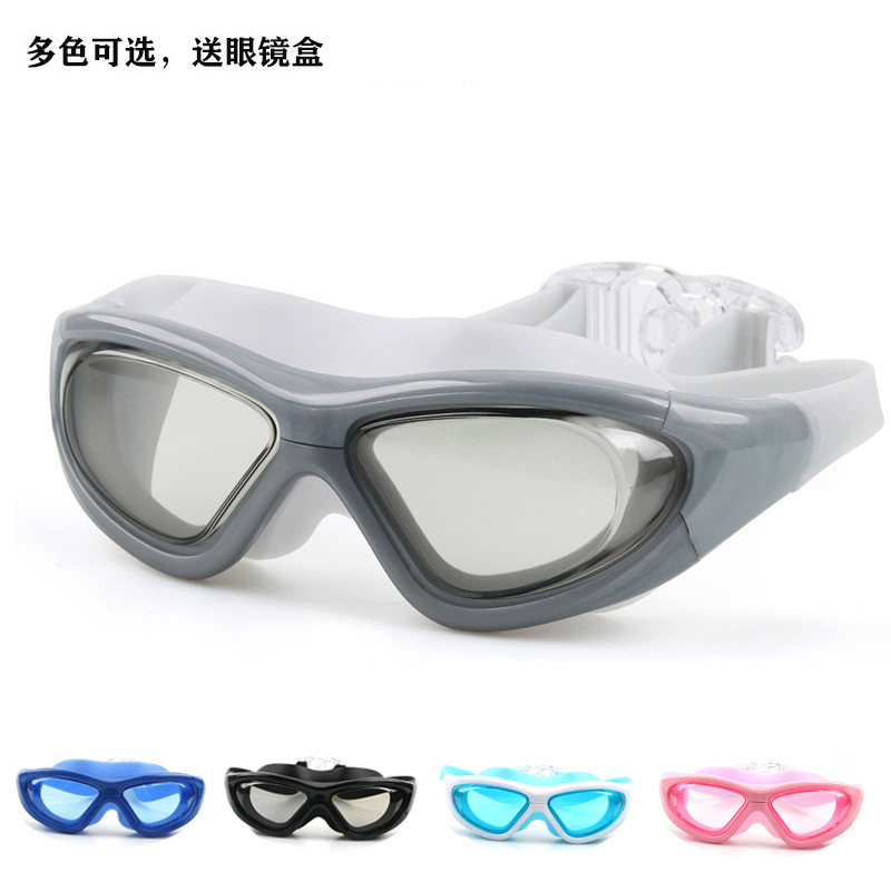 Factory Direct Sales Large Frame Boxed Silicone Anti-Fog Swimming Goggles Plain Hd Men's and Women's Waterproof Swimming Goggles Diving Swimming Goggles