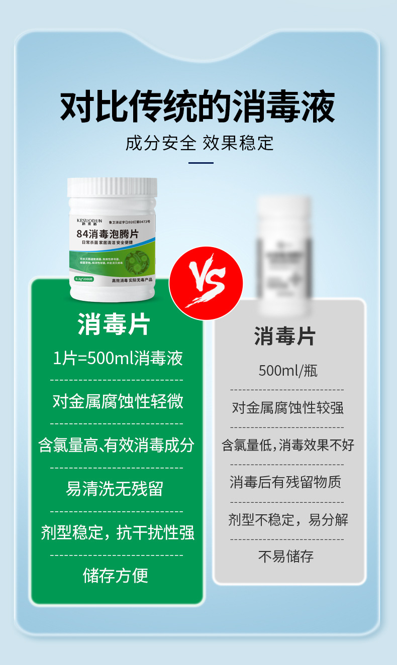 84消毒液泡腾片2000片杀菌消毒家用衣物漂白宠物地板泳池剂消毒片