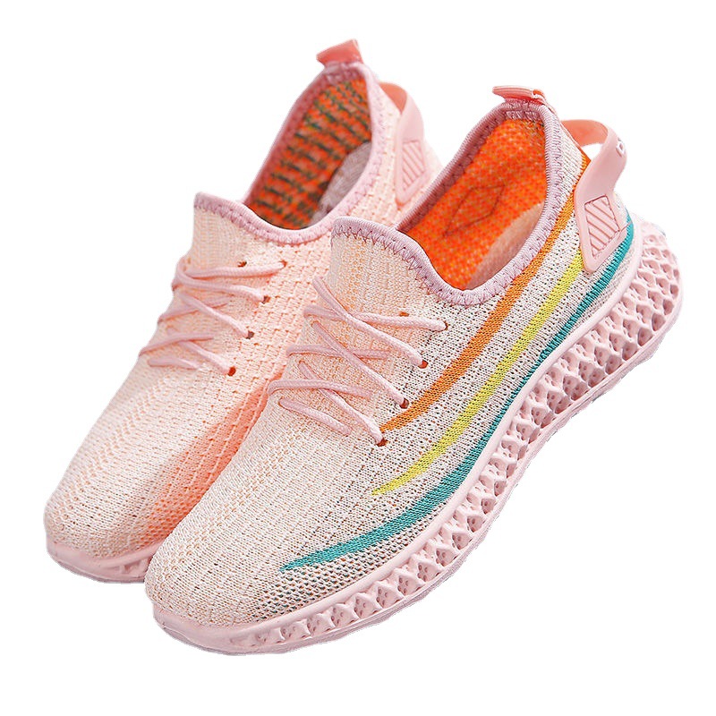 Women's Shoes 2023 New Women's Coconut Shoes Flyknit Breathable Casual Shoes Women's Cloth Shoes Lightweight Sneaker Wholesale