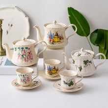 咖啡杯高颜值陶瓷复古杯子宫廷风咖啡杯碟壶套装英式下午茶杯欧式