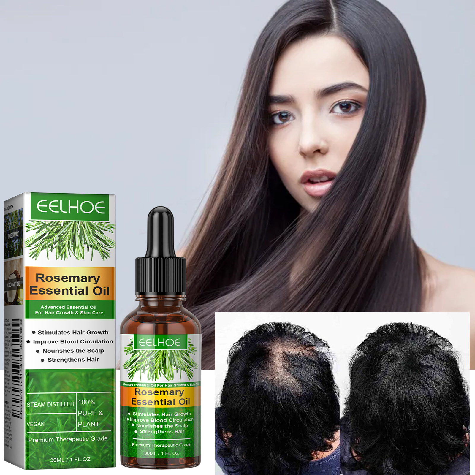 Eelhoe Rosemary Hair Care Essential Oil Anti-Broken Hair Hair Dense Hair Essential Oil Anti-Hair Care Scalp Essential Oil