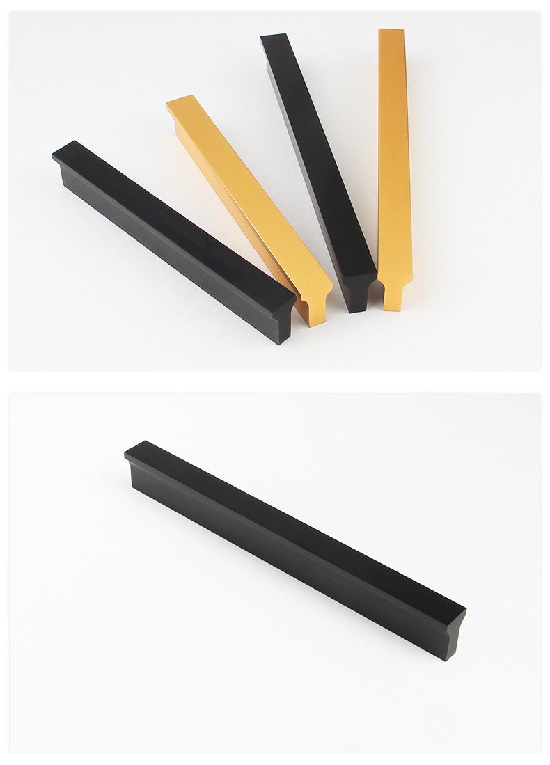 厂家直营现代简约黑色实心铝合金t形拉手衣柜橱柜抽屉明装门把手