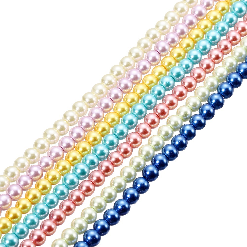 multicolor 4mm artificial glass pearl straight hole loose round beads diy homemade by hand beaded necklace bracelet material wholesale