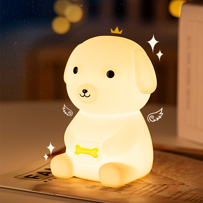 exclusive for cross-border wangwang dog silicone night lamp led light usb charging colorful infinite dimming racket with sleeping light