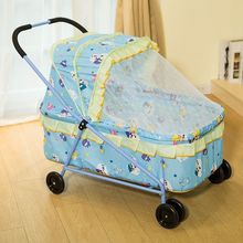 婴儿车婴儿床新款铁小手推床宝宝睡篮推车便携欧式简易小床蚊帐