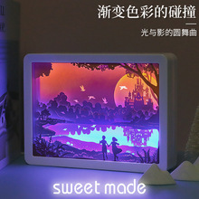 一件代发3d立体光影剪纸灯空中城堡情侣创意装饰品摆件纸雕灯定制