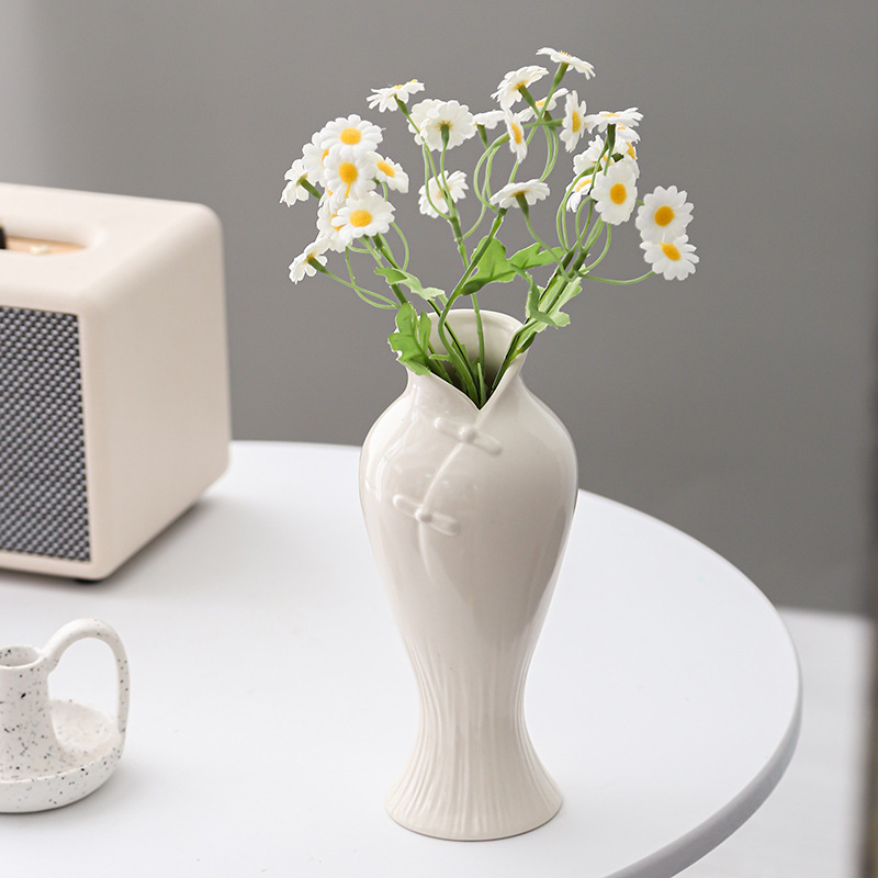 创意中式白色旗袍花瓶陶瓷装饰品客厅餐桌玄关书房水培插干花摆件