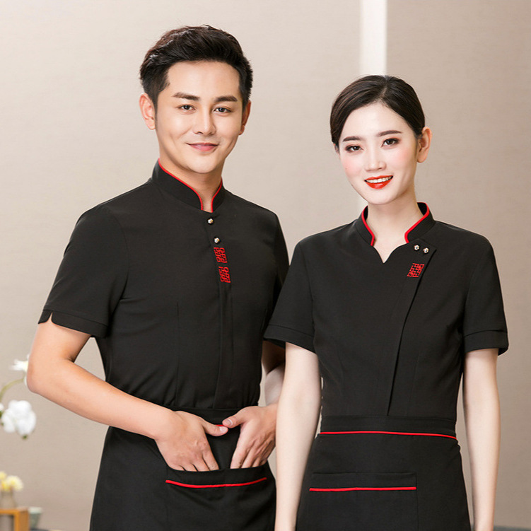 服务员工作服长袖女酒店咖啡西餐厅汉堡店奶茶饭店餐饮服装短袖夏
