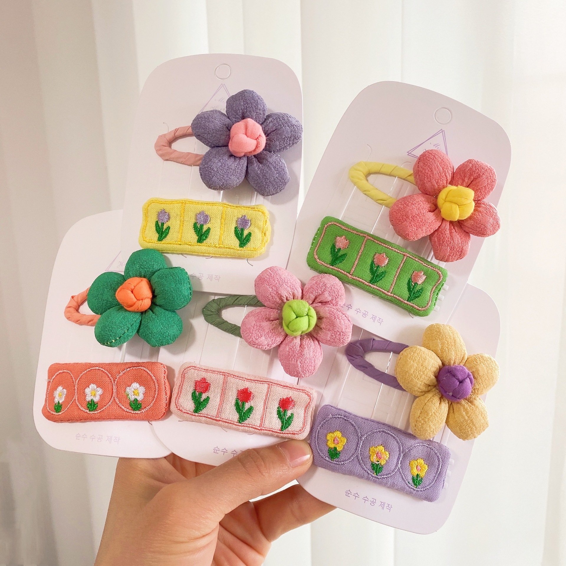 韩版布艺小碎花蝴蝶结bb夹小女孩方形可爱礼物发夹儿童创意发饰