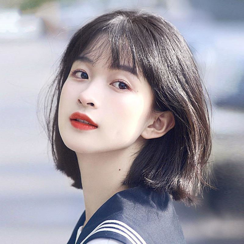 假发女 短发学生圆脸空气刘海bobo头自然时尚女士假发全头套