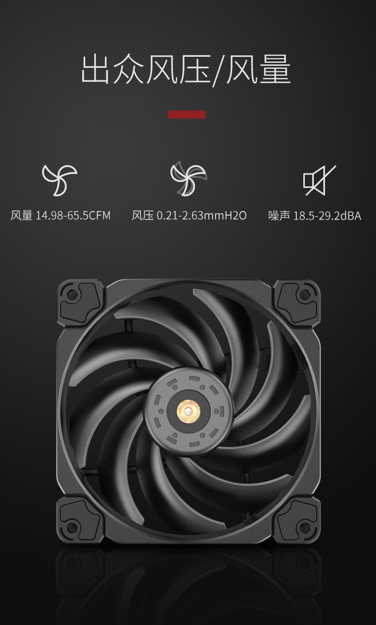 乔思伯jonsbo电脑机箱风扇hf120高风压冷排风扇12cm静音镰刀扇叶