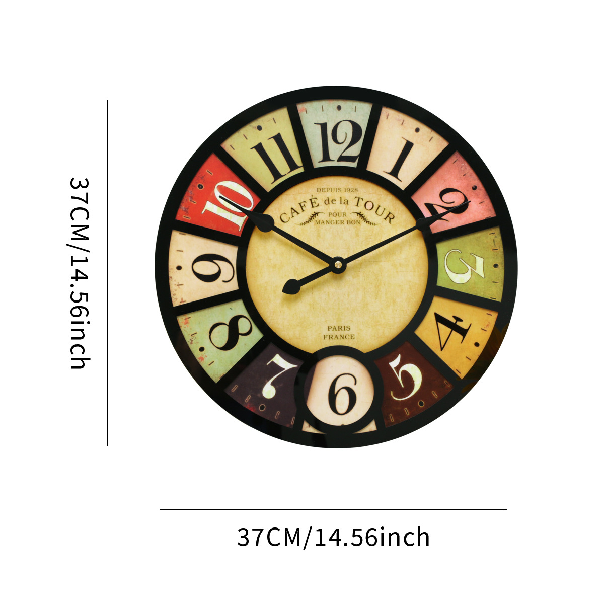 Nordic Retro Simple Stylish Wall Clock Suitable for Family Living Room Bedroom Moving into the New House Iron Mute Clock
