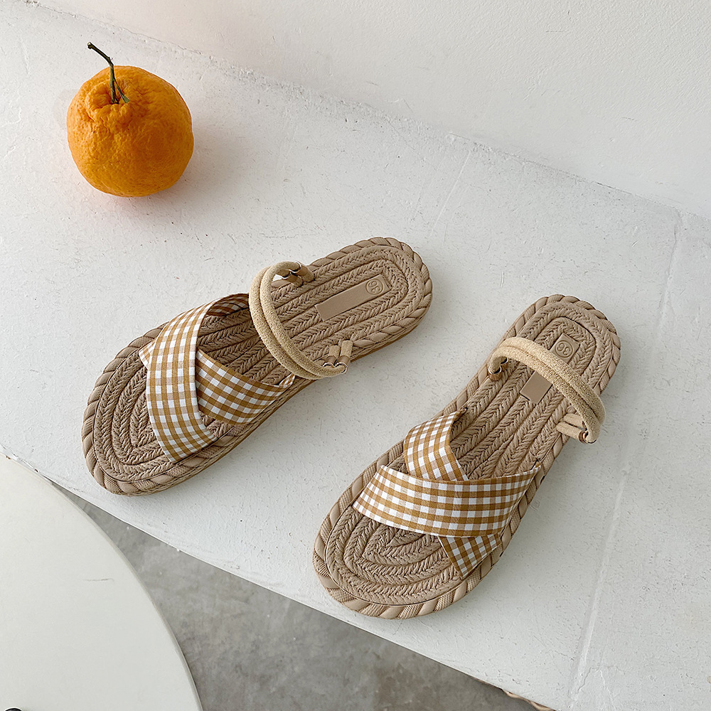 网红凉拖鞋女仙女风ins潮2021年新款春季学生时尚罗马平底鞋